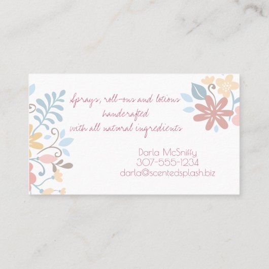 Florals parfumeur flessencenten visitekaartje (Achterkant)