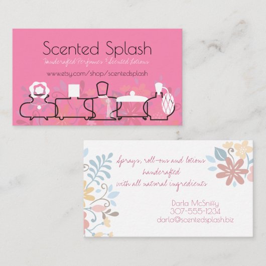 Florals parfumeur flessencenten visitekaartje (Voorkant / Achterkant)