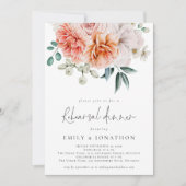 Florals Peonies Peach Coral repesal Dinner Kaart (Voorkant)