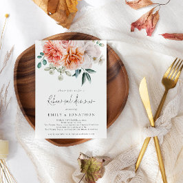 Florals Peonies Peach Coral repesal Dinner Kaart