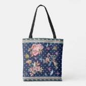 Florals, Polka Dots, Waterverf, marineachtergrond Tote Bag (Achterkant)