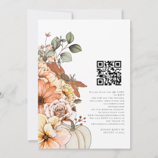 Florals Pumpkin herfst We doen QR Code Wedding Uit Kaart (Achterkant)