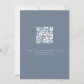 Florals QR Code Stoffig Blauw Huwelijksavond Feest Kaart (Achterkant)