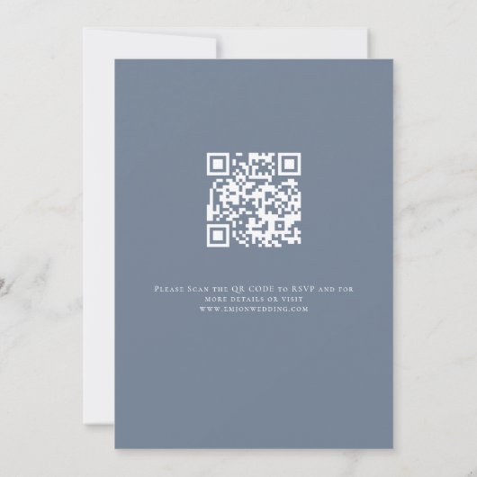 Florals QR Code Stoffig Blauw Huwelijksavond Feest Kaart (Achterkant)