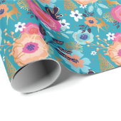 Florals, rendieren en snowflake kerst Cadeaupapier (Rol Hoek)