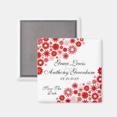  Florals rood sparen de Datum Magnet (Voorkant / Achterkant)