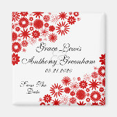  Florals rood sparen de Datum Magnet (Voorkant)