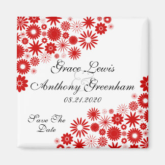  Florals rood sparen de Datum Magnet