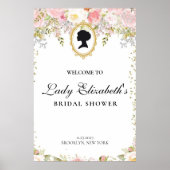 Florals rosa presupuesto Bridgerton Bridal Shower Poster (Voorkant)