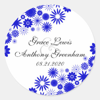  Florals Royal Blue Stickers