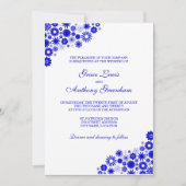  Florals Royal Blue Wedding Invitation Kaart (Voorkant)