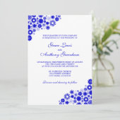  Florals Royal Blue Wedding Invitation Kaart (Staand voorkant)