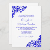  Florals Royal Blue Wedding Invitation Kaart (Voorkant / Achterkant)