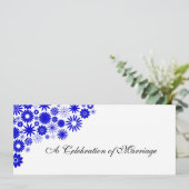  Florals Royal Blue Wedding Programme Programmakaart (Staand voorkant)