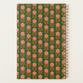  florals, roze op groen retro monogram planner (Achterkant)