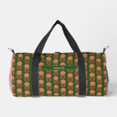  florals, roze op groen retro monogram plunjezak (Voorkant)