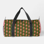  florals, roze op groen retro monogram plunjezak (Achterkant)
