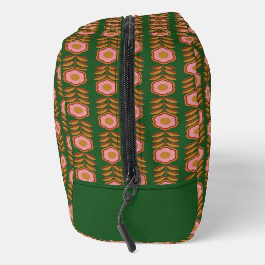 florals, roze op groen retro monogram toilettasje (Rechts)