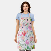 Florals roze paarse witte pastels schort (Gedragen)