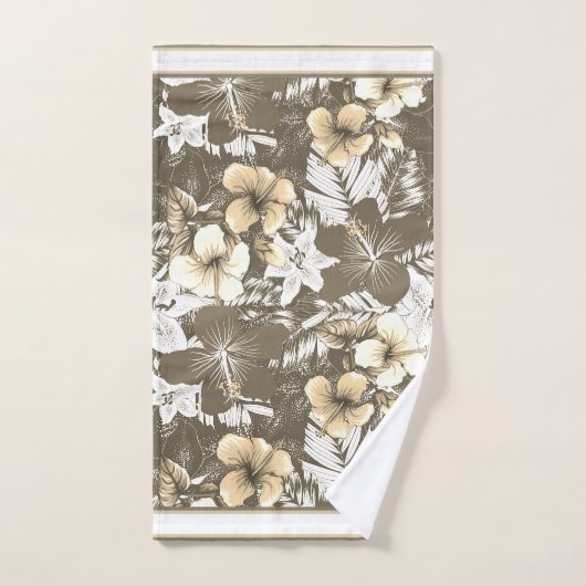 Florals Taupe, Ivory, White Blends Bad Handdoek (Handdoek)