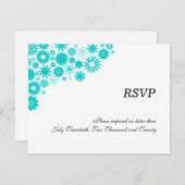  Florals Turquoise RSVP/Reply Kaarten (Voorkant / Achterkant)