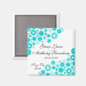  Florals turquoise sparen de Datum Magnet (Voorkant / Achterkant)