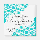  Florals turquoise sparen de Datum Magnet (Voorkant)