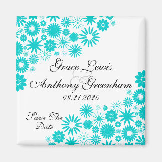  Florals turquoise sparen de Datum Magnet