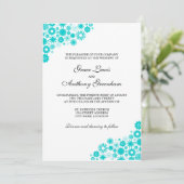  Florals Turquoise Wedding Invitation Kaart (Staand voorkant)
