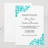  Florals Turquoise Wedding Invitation Kaart (Voorkant / Achterkant)