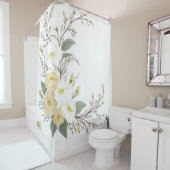 Florals Twigs bladeren waterverf kunst Douchegordijn (In situ)