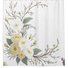 Florals Twigs bladeren waterverf kunst Douchegordijn