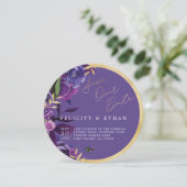 Florals Ultra Violet & Gold Wedding Save the Date (Staand voorkant)