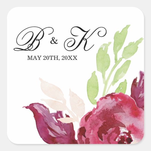 Florals van de lente-Waterverf Vierkante Sticker (Voorkant)