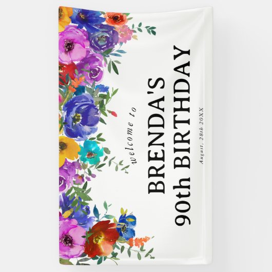 Florals van heldere en vette Waterverf Spandoek (Verticaal)