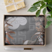 Florals, vogels, grijze achtergrond ontkoppeling tissuepapier (Geschenk)