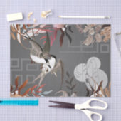 Florals, vogels, grijze achtergrond ontkoppeling tissuepapier (Craft)