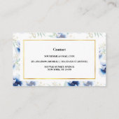 Florals voor gouden en blauwe Waterverf Visitekaartje (Achterkant)
