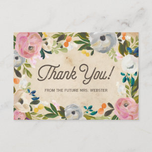 Florals Vrijgezellenfeest vlakke dank Bedankkaart