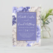Florals Weddenschap van White and Blue Peony Save The Date (Staand voorkant)