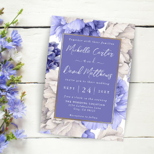Florals Weddenschap van White and Blue Peony Save The Date