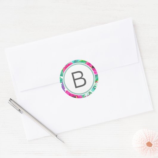 Florals Wedding Monogram Sticker (Envelop)