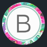 Florals Wedding Monogram Sticker<br><div class="desc">Gemakkelijk aan te passen. U kunt desgewenst ook het lettertype,  de tekengrootte,  de kleur,  enz. wijzigen.</div>