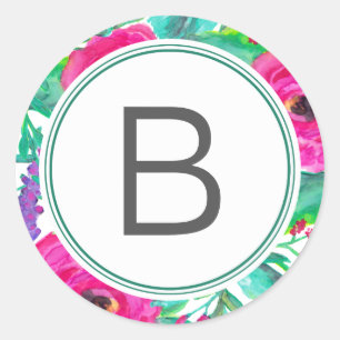 Florals Wedding Monogram Sticker