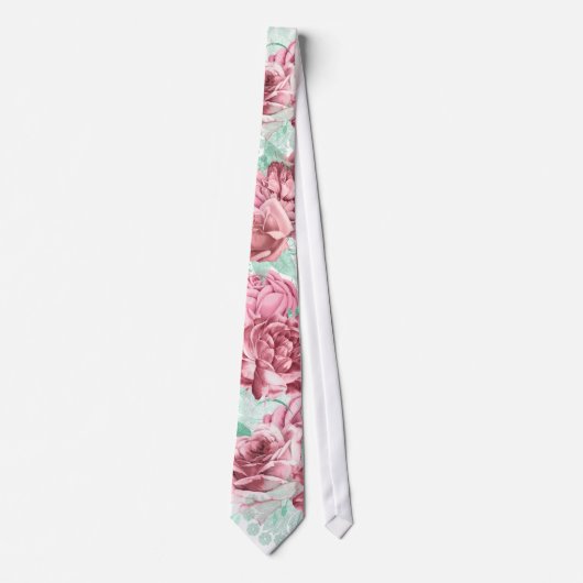 Florals Wedding roze en Waterverf Stropdas (Voorkant)