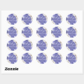 Florals Wedding White and Blue Peony Ronde Sticker (Vel)