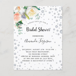 Florals white rose gold glamoureus vrijgezellenfee briefkaart