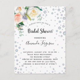 Florals white rose gold glamoureus vrijgezellenfee briefkaart