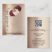 Florals Wreated Roos Marsala QR Code Body Stylist Visitekaartje (Voorkant / Achterkant)