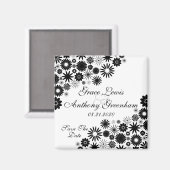  Florals zwart sparen de Datum Magnet (Voorkant / Achterkant)